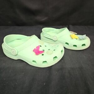 Crocs Green Kids Clogs Shoes Size J1 Slip On Sandals Unisex Waterproof Casual